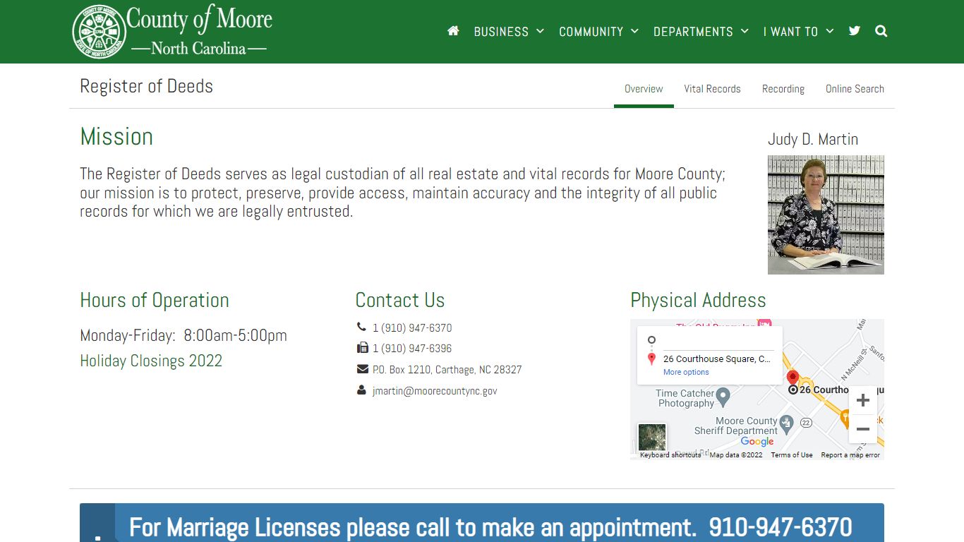 Register of Deeds | County of Moore NC - Moore County, NC